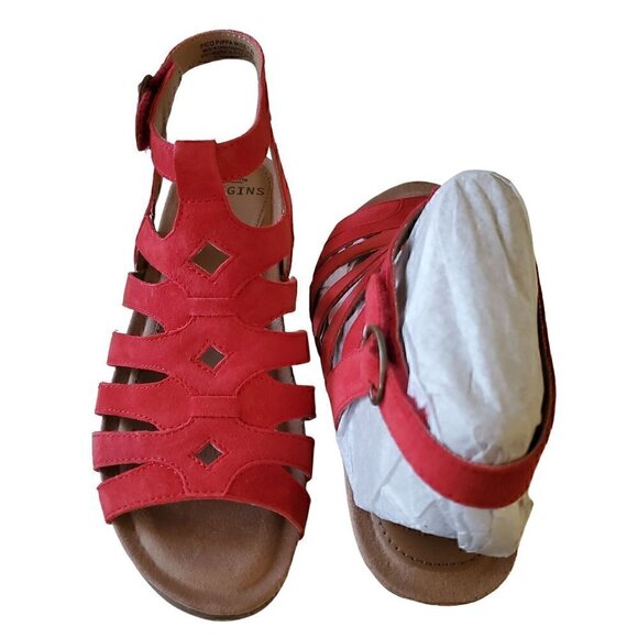 Earth Origins Pippa Red Suede Sandals, Woman's Red Sandals NIB - Picture 2 of 4